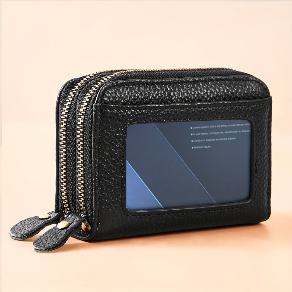 1pc Small Genuine Leather Wallet, Anti Theft Brush Protection Top Layer Cowhide Credit Card Holder, Coin Pouch Bags Gift