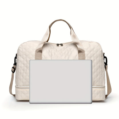 Lightweight Argyle Pattern Travel Bag, Large Capacity Luggage, Portable Overnight Bag
