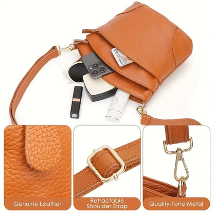 Premium Genuine Cowhide Leather Crossbody Bag for Men And Women - Luxurious, Adaptable, And Roomy with Plenty of Storage - Handbag Purse Organizer with Pockets for Smartphones