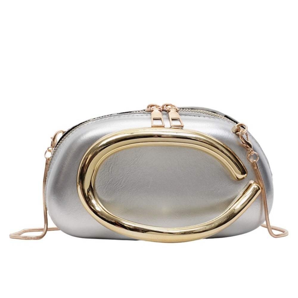 Women'S Evening Clutch with Golden Metal Handle And Removable Chain Shoulder Strap, Minimalist Acrylic Bag Perfect for Weddings And Parties, Designed with Magnetic Closure, Lining, Coin Pocket, And Photo Compartment