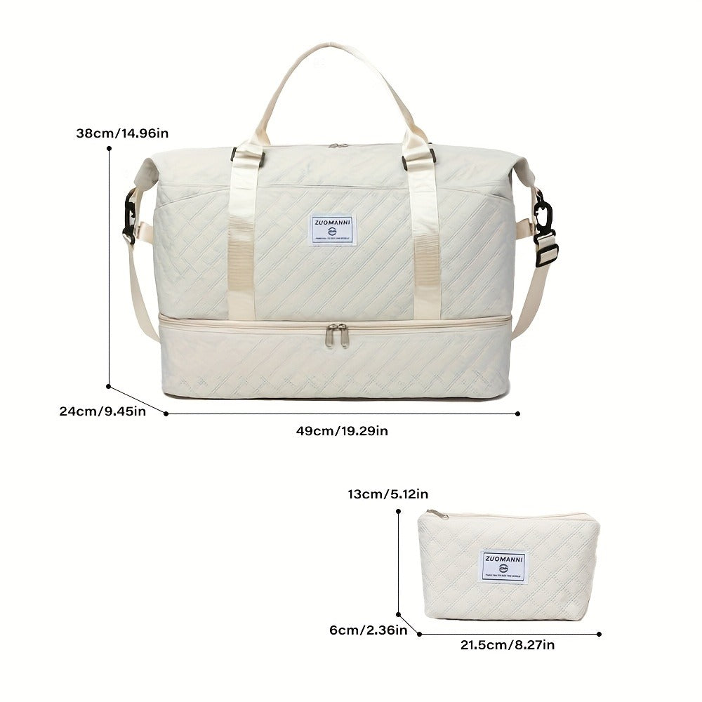 Spacious Multifunctional Travel Bag with a Separate Shoe Compartment, Perfect for Yoga And Fitness. This Quilted Crossbody Bag Is Ideal for Weekends And Comes As a Two-Piece Set, Making It a Great Gift for Valentine'S Day, Ramadan, Or The New Year