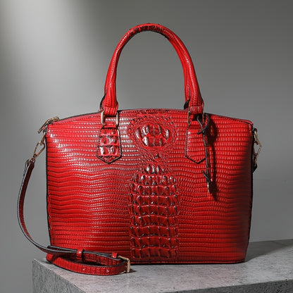Women'S Work Handbag Featuring a Crocodile Design, a Spacious Crossover Style, And a High-End Fashionable Look. This Elegant Bag Includes a Detachable Shoulder Strap And a Secure Zipper, Making It a Perfect Gift for Christmas Or Thanksgiving