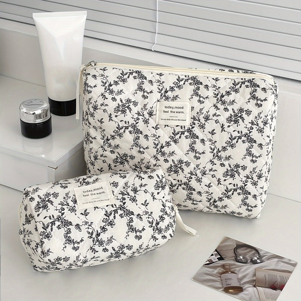 Large Capacity Coin Purse Set of 4/Piece Floral Makeup Bag Beauty Pouch Ins Style Large Portable Travel Organizer Skincare Toiletry Bag Handheld