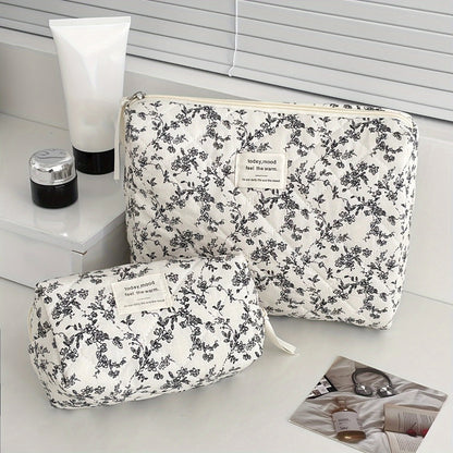Large Capacity Coin Purse Set of 4/Piece Floral Makeup Bag Beauty Pouch Ins Style Large Portable Travel Organizer Skincare Toiletry Bag Handheld