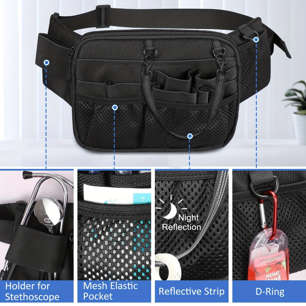 Nurse Belt Bag with Tape Holder, Multi Compartment Medical Gear Pocket Nursing Organizer Belt Bag, Apron Hip Bag Utility Waist Pack for Stethoscopes Bandage Scissors Medical Supplies
