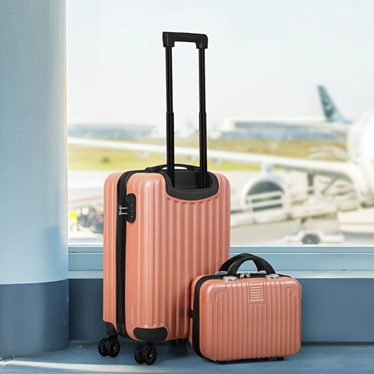 Two-Piece Luggage Set (20" And 14" Backpack) for Travel, Featuring Checked Suitcases That Are Lightweight And Portable, with Hard Sides And Spinner Wheels, Available in Rose Golden, Black, And Dark Blue
