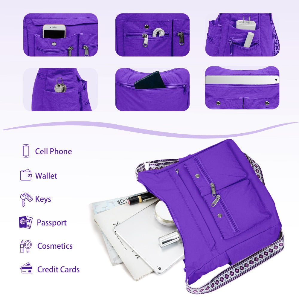 Nylon Crossbody Bag Set (2PCS) for Women and Men– Lightweight Waterproof Multi-Pocket Shoulder Bags, Lightweight Travel Purses, Casual Messenger Handbags for Daily Use, Work, Shopping, Outdoor