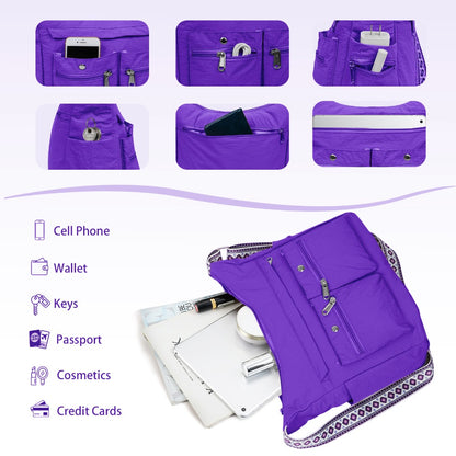 Nylon Crossbody Bag Set (2PCS) for Women and Men– Lightweight Waterproof Multi-Pocket Shoulder Bags, Lightweight Travel Purses, Casual Messenger Handbags for Daily Use, Work, Shopping, Outdoor