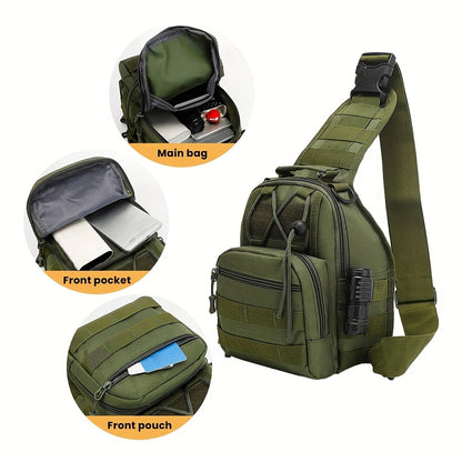 Tactical Chest Bag for Men Women - Digital Camo Design - Multiple Compartments & Molle System - Perfect for Outdoor, Hiking, Cycling, Enthusiasts - Small Items Carrier with US Flag Patch, Outdoor Gear, Hiking Accessories, Rugged Look, Sturdy Zipper, Highq