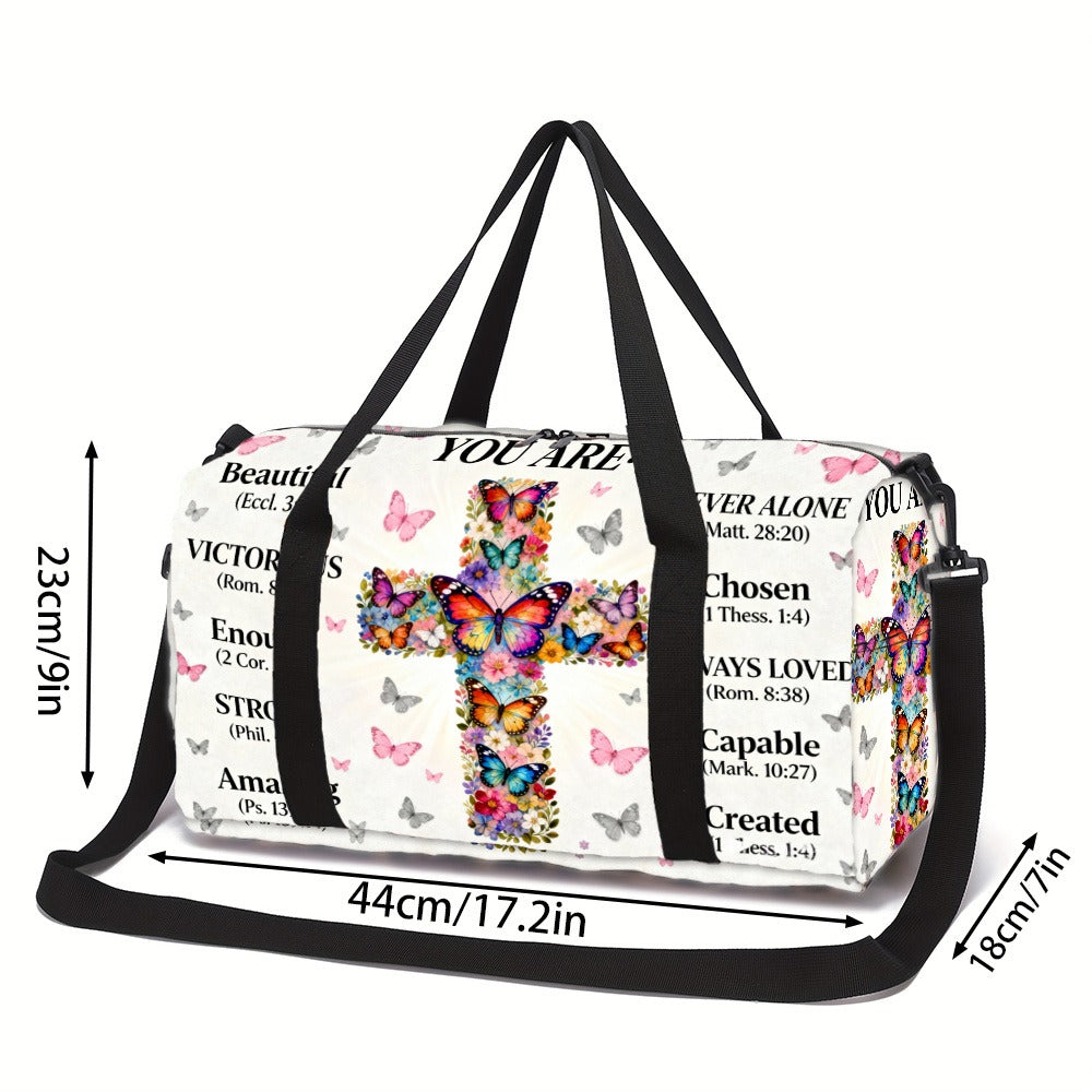 Bible Encourage Yourself Prints Machine Washable for Gym Large Capacity with Side/ Inner Pockets Unisex Fitness Yoga Bag - Durable Polyester Suitcase-Fixable Travel Daily Use (Great Gift) Adjustable Strap