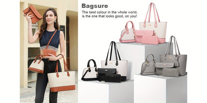 Set of 4 Stylish Handbags for Women, Including Purses, Wallets, Tote Bags, And Crossbody Bags, Perfect As a Valentine'S Day Gift for Ladies And