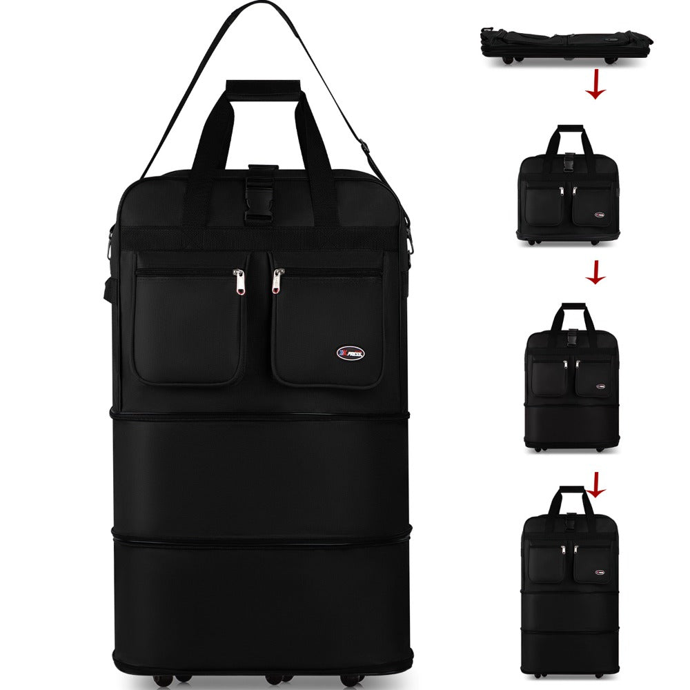 Multi-Functional Expandable Foldable Luggage with Spinner Wheels & Removable Strap,Water-repellent Collapsible Rolling Suitcase,Large Capacity Travel Bag for Home Storage,Moving,Trip, Outdoor Sport - 30in 36in 40in - Red/Navy/Black