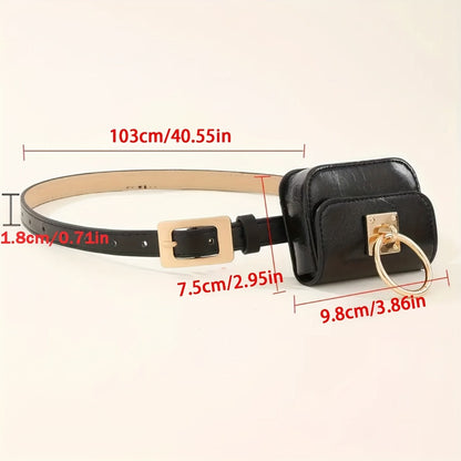 1pc Black Pu Lady Belt Bag Stylish Cross-body Belt Bag Belt Stylish Evening Clutch Mini Tote Bag Detachable, Versatile, Stylish and Simple Fit for a Thanksgiving Christmas Gift