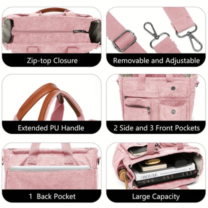 2pcs Set Women's Crossbody Bag: Stylish Corduroy Laptop Tote & Multi-Functional Shoulder Messenger Purse - Large Capacity Work Travel Gym Hobo Handbag