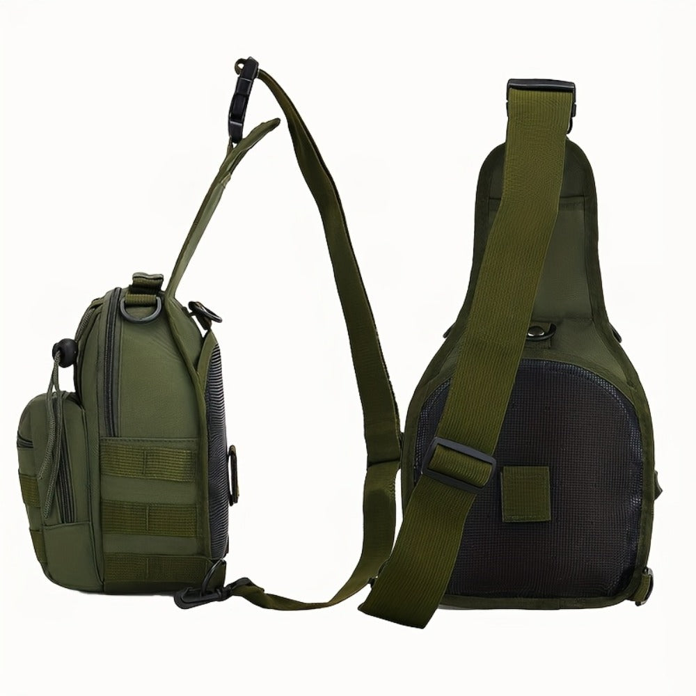 Men's Chest Bag, Durable Oxford Cloth, for Camping, Outdoor Travel, and Cycling, Crossbody Bag with Phone Pocket, Outdoor Leisure Single-Pack Backpack