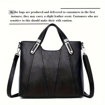 Exquisite Ladies' Genuine Leather Tote Bag - Spacious And Stylish Shoulder Bag with Crossbody Strap, Ideal for Work And Daily Style, Available in Light Grey, Purple, Blue, Burgundy And Black