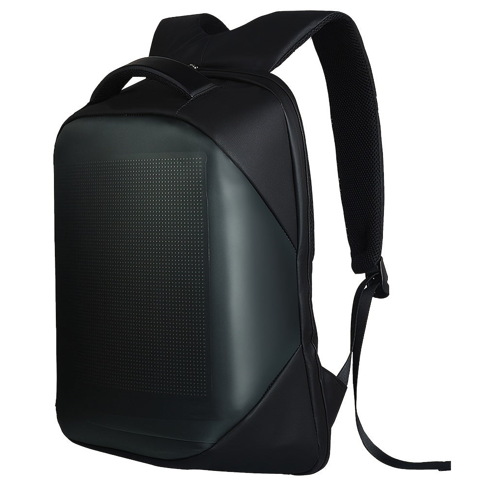 LED Baseball-Themed Backpack with Pixel Display - Nylon, Casual Style, USB Charging, App Control, Adjustable Straps for Daily Commute & Leisure - Bright Yellow with Black Accents, Adjustable Backpack|Gaming Accessory|Usb Powered Bag