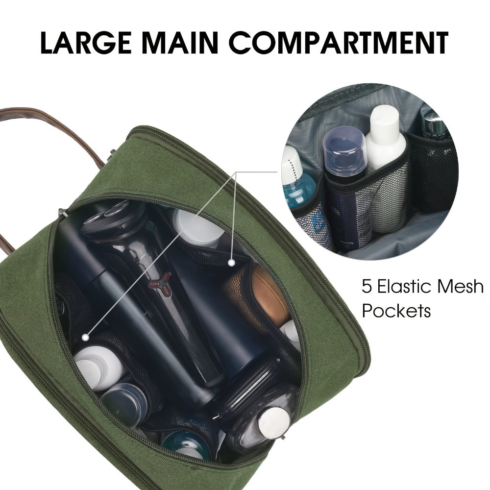 Toiletry Bag For Men - Hanging Travel Toiletry Bag, Canvas Dopp Kit With 5 Elastic Pockets, Large-Capacity Organiser, Multiple Colours, Affordable Travel Must-Have Valentine'S Day Gifts