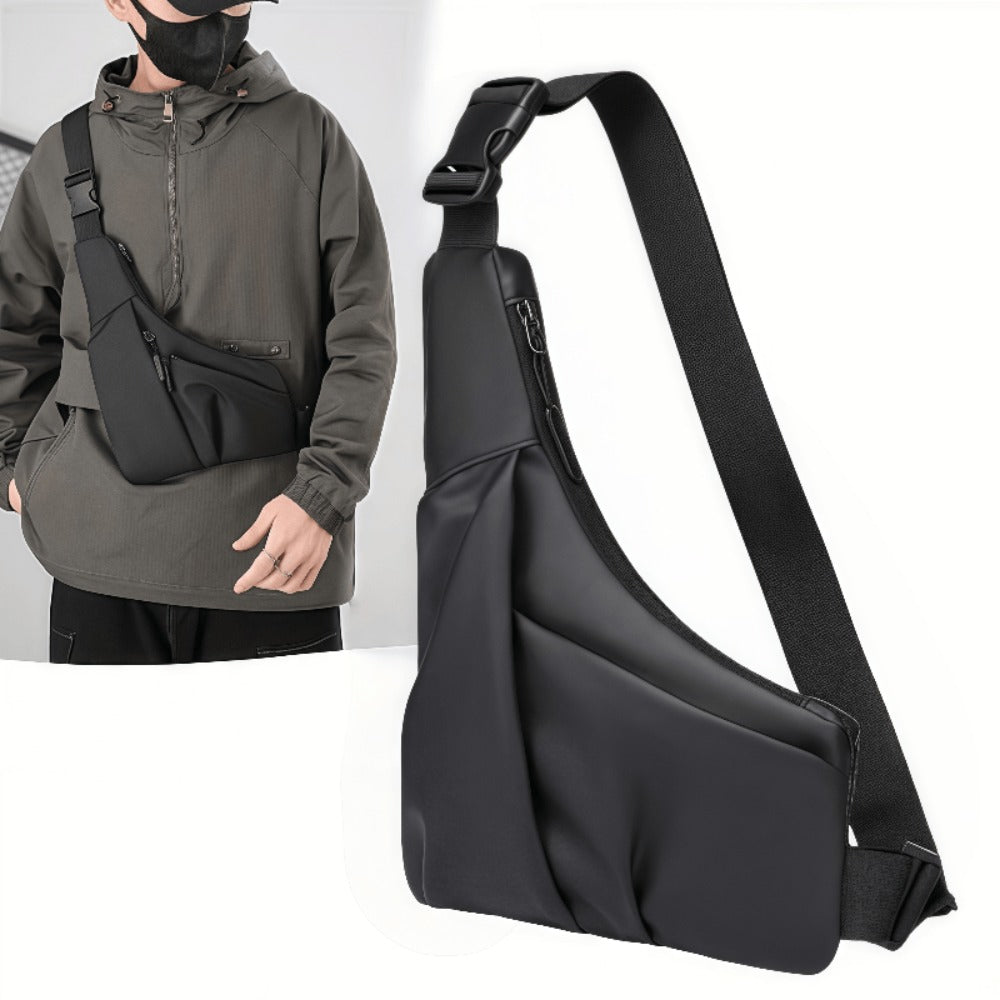 1pc Men's Chest Bag - Adjustable Crossbody Bag with Lightweight Design & Secure Strap, Compact Messenger Bag for Travel, Work, College, Everyday Use - Unisex Sling Bag for Men & Women (Black), College Essentials, Minimalist Style, Highquality Fabric, Urba