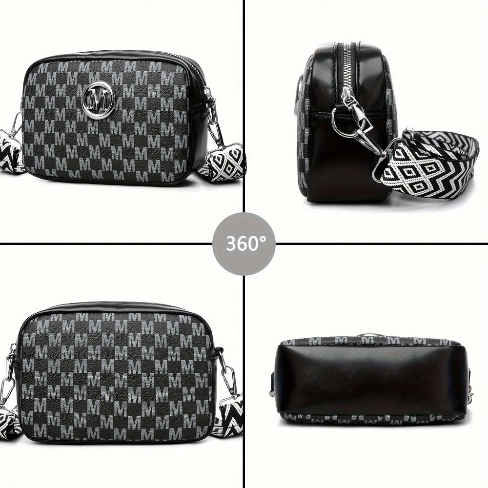 New Stylish And Elegant Women'S Shoulder Bag, Featuring an 'M' Badge, Adjustable Strap Length, Zipper Closure, Can Be Used As a Phone Bag Or Coin Purse, Suitable for Daily Travel And Shopping.