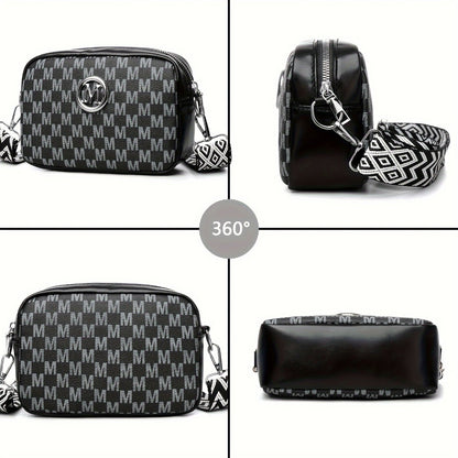 New Stylish And Elegant Women'S Shoulder Bag, Featuring an 'M' Badge, Adjustable Strap Length, Zipper Closure, Can Be Used As a Phone Bag Or Coin Purse, Suitable for Daily Travel And Shopping.