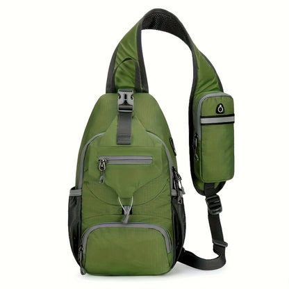 Sport Sling Bag for Men and Women - Large Capacity Crossbody Bag for Travel, Hiking & Daily Commute | Adjustable Breathable Strap, Multiple Pockets with Earphone Hole, Nylon.