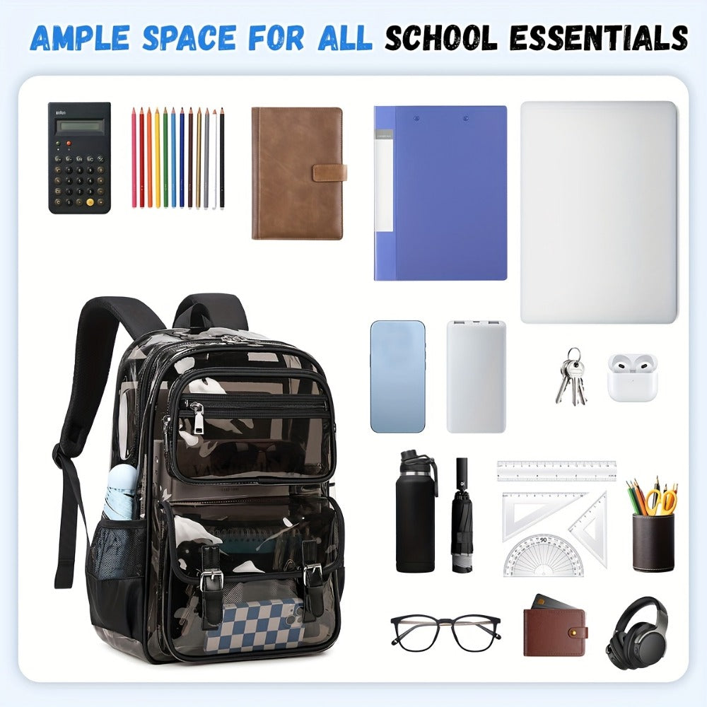 Laptop Backpack – PVC, Clear, Large Capacity, Transparent | Bag Vero – detail view 6