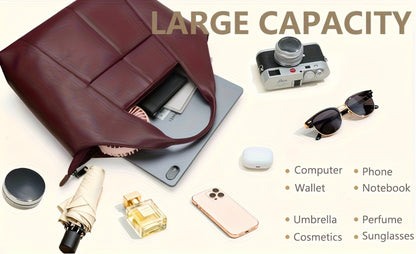 Women'S Genuine Leather Handbag - Elegant Burgundy (Deep Red) Designer Purse with 2 Internal Zippered Compartments & External Pockets, Adjustable Strap, Golden-Tone Hardware, Durable Oil-Tanned Edges - Versatile Everyday, Travel, Work