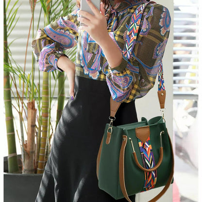 4 in 1 Women Handbag Set Soft PU Leather Top Handle Bag, Tote Bag, Shoulder Bags Crossbody Bag Wallet Purse Set