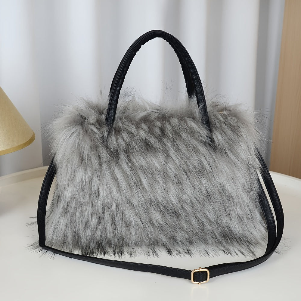 [Ideal Gift] Women's Shoulder Bags, Plush Bags, Faux Mink Fur Bags, Handbags, Tote Bags, Plush Handbags, Available in Five Colors. Ideal Gifts for Girlfriends And Mothers. High-End And Fashionable Tote Bags, Crossbody Bags. Free Pendant Or Headband Gift