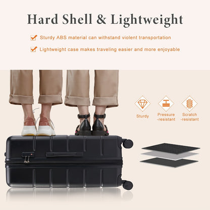 20 Inch Travel in style and security with our Hard Shell ABS Suitcase equipped with Double Spinner Wheels. This lightweight, expandable rolling luggage features a TSA Lock for adde