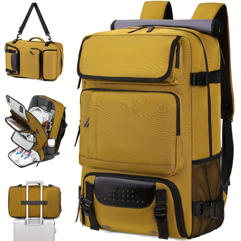 Men's travel backpack with laptop compartment, shoe compartment and adjustable strap - hiking, business and outdoor adventures