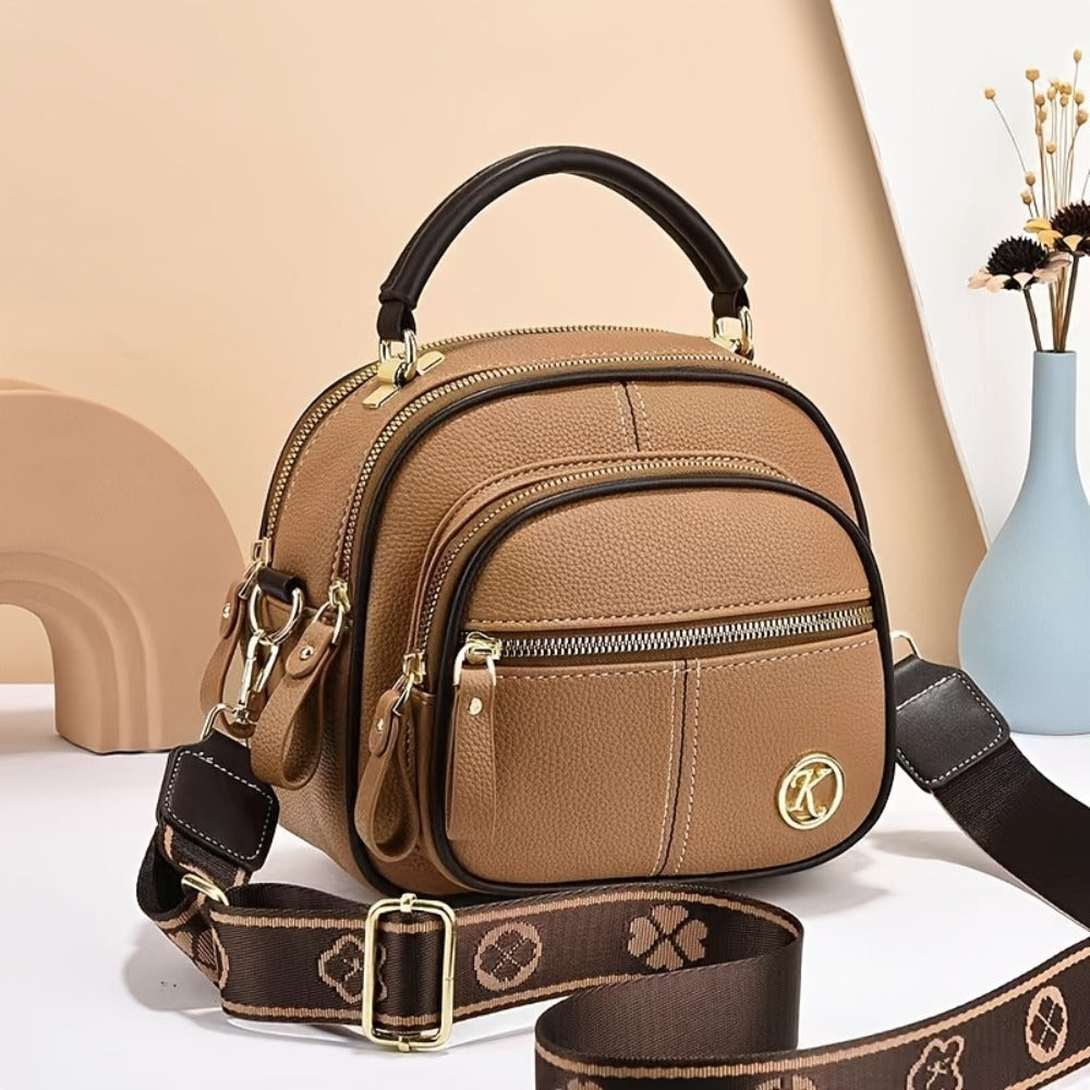 Women's Multifunctional Crossbody & Shoulder Bag - Square Handheld Purse with Wrist Strap, Zipper Closure, Suitable for,, Travel, Casual Outfits - Versatile Everyday Carry