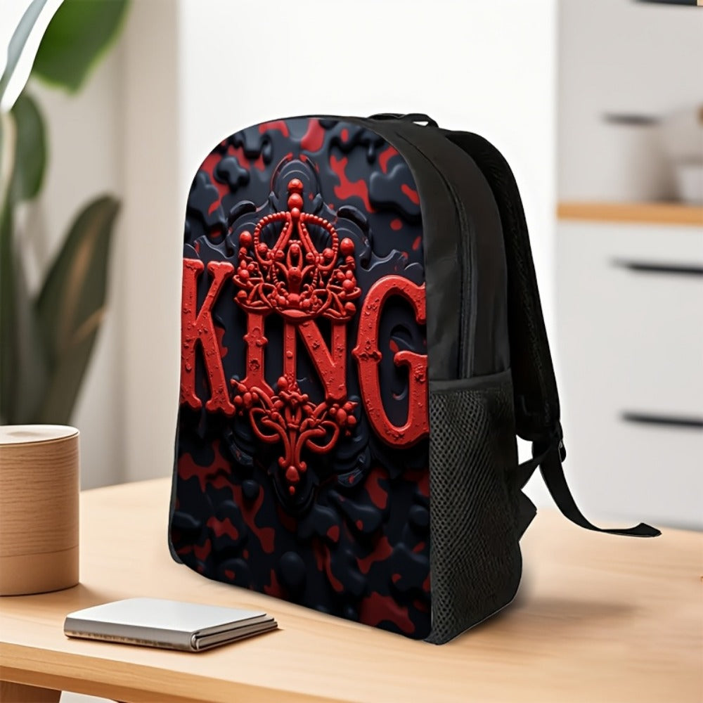 Travel Backpack – for Travel & School, King Print Red Black Color | Bag Vero – detail view 2