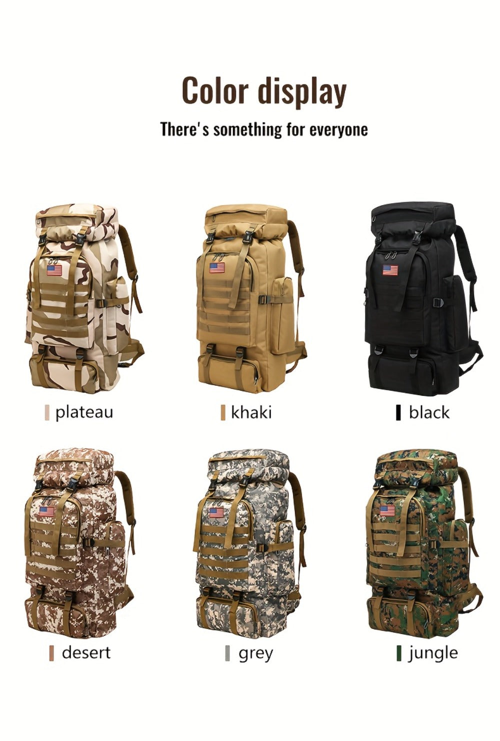 21.13gal Outdoor Camping & Hiking Backpack, 2pcs Set With Backpack And Flag Icon