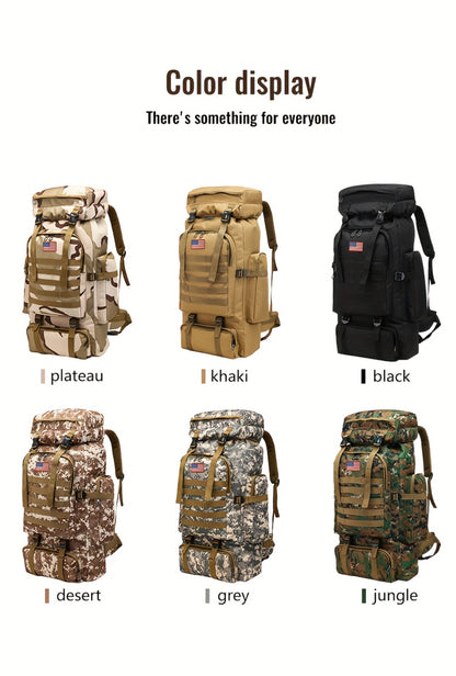 21.13gal Outdoor Camping & Hiking Backpack, 2pcs Set With Backpack And Flag Icon