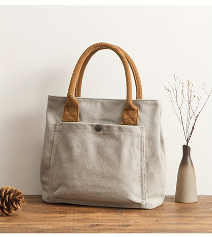 Thickened Handbag; Simple And Leisure Hand-held Bag; Vintage Literary Style Fabric Bag; Bag for Commuting.