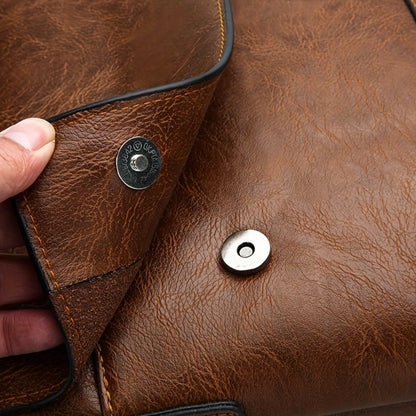 Simple khaki Men's bag with texture High Quality bag lid style shoulder bag, casual Men's multi pocket Men's bag, large capacity Men's bag, casual trendy mailman bag