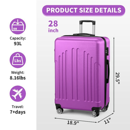20/24/28 Inch Carry On Luggage, Airline Approved Hard Shell Carry On Suitcase with Wheels, TSA Approved Lock, Lightweight Hard Case Travel Luggage