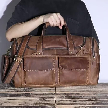 Gym Duffel Bag – Genuine Leather, Large Capacity, Multi-Pocket, for Travel & Work | Bag Vero – detail view 12