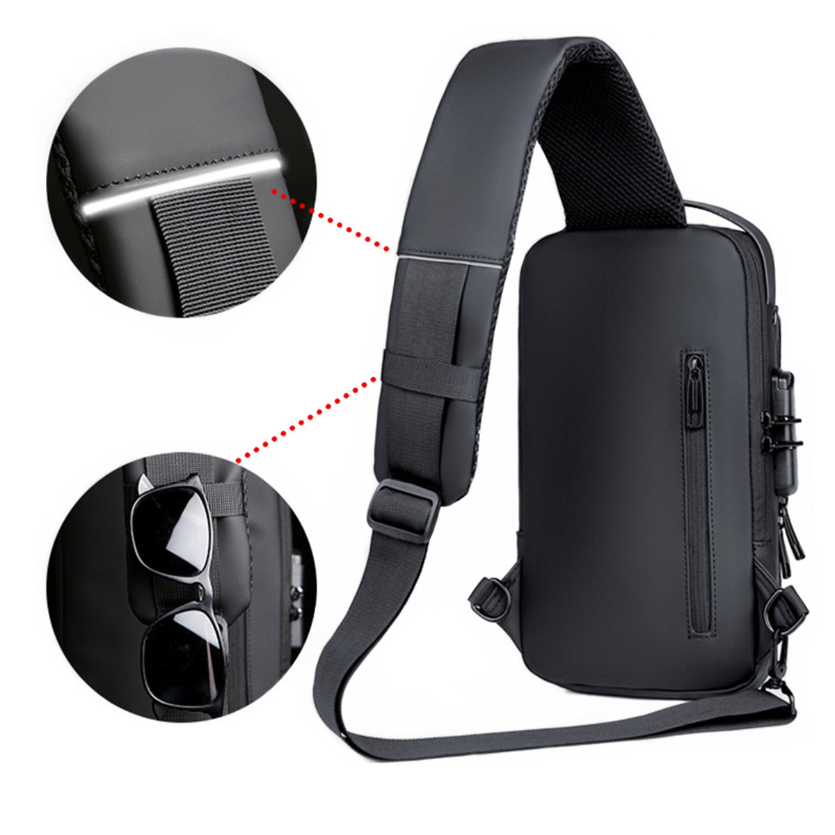 Waterproof Oxford Cloth Shoulder Bag Chest Bag Crossbody Sports Backpack Password Lock Anti-theft Suitable For Outdoor Waybill Daily Travel