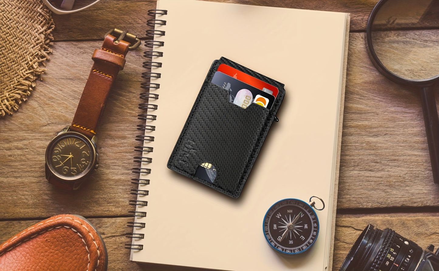 Minimalist Slim Wallet for Men with Money Clip RFID Blocking Wallet Pop Up Aluminum Case Credit Card Holder with Gift Box