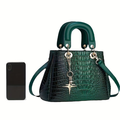 A Present for Mother And Family, a Chic And Elegant Women'S Bag Featuring a Crocodile Design, Perfect for Commuting, As a Messenger Bag, Or a Sophisticated Handbag