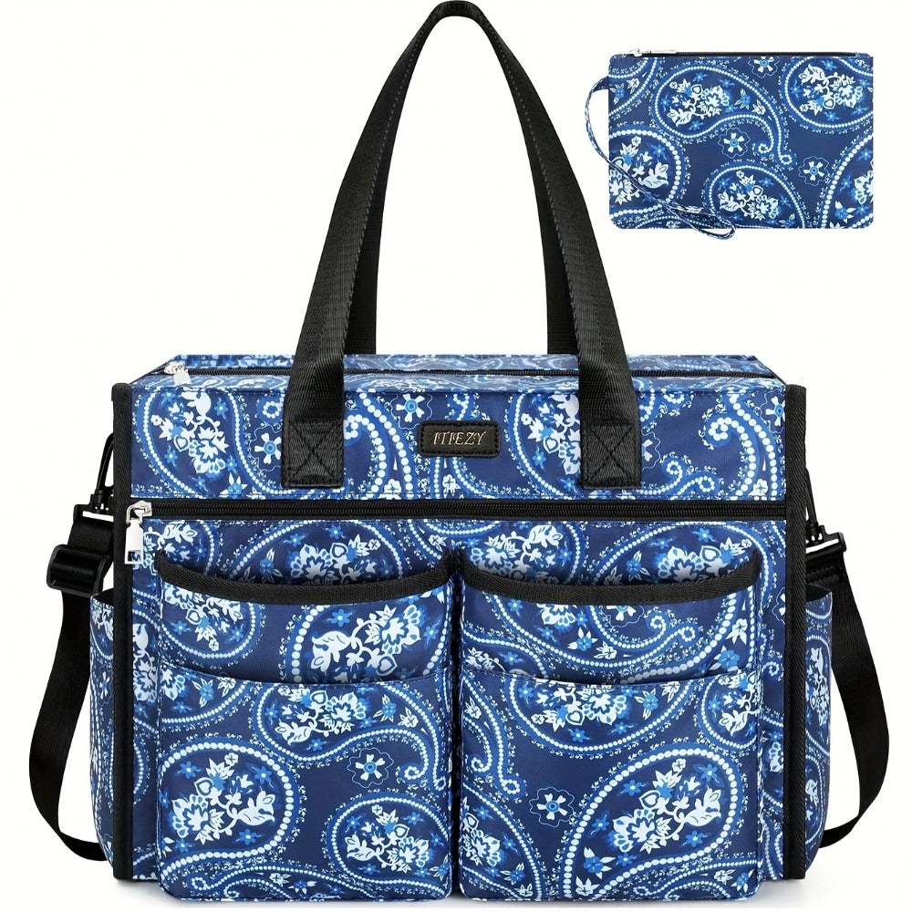 ITIEZY Fashionable Commuter Style Multi-Pocket Tote Bag With Multiple Separated Compartments And Shoulder Pad, Large Size Upgrade For Outdoor Use, Teacher Bag Nurse Bag, Large Capacity Multi-Compartment, Bohemian Style
