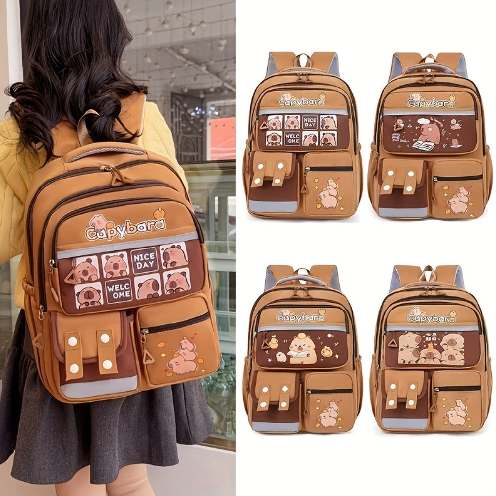 Women's & Suitable for Large-Capacity Capybara Print Backpack - Cute Capybara Face & Capybara, /Travel/ Backpack with Adjustable Straps, Capybara Themed Backpack Gifts for & Women