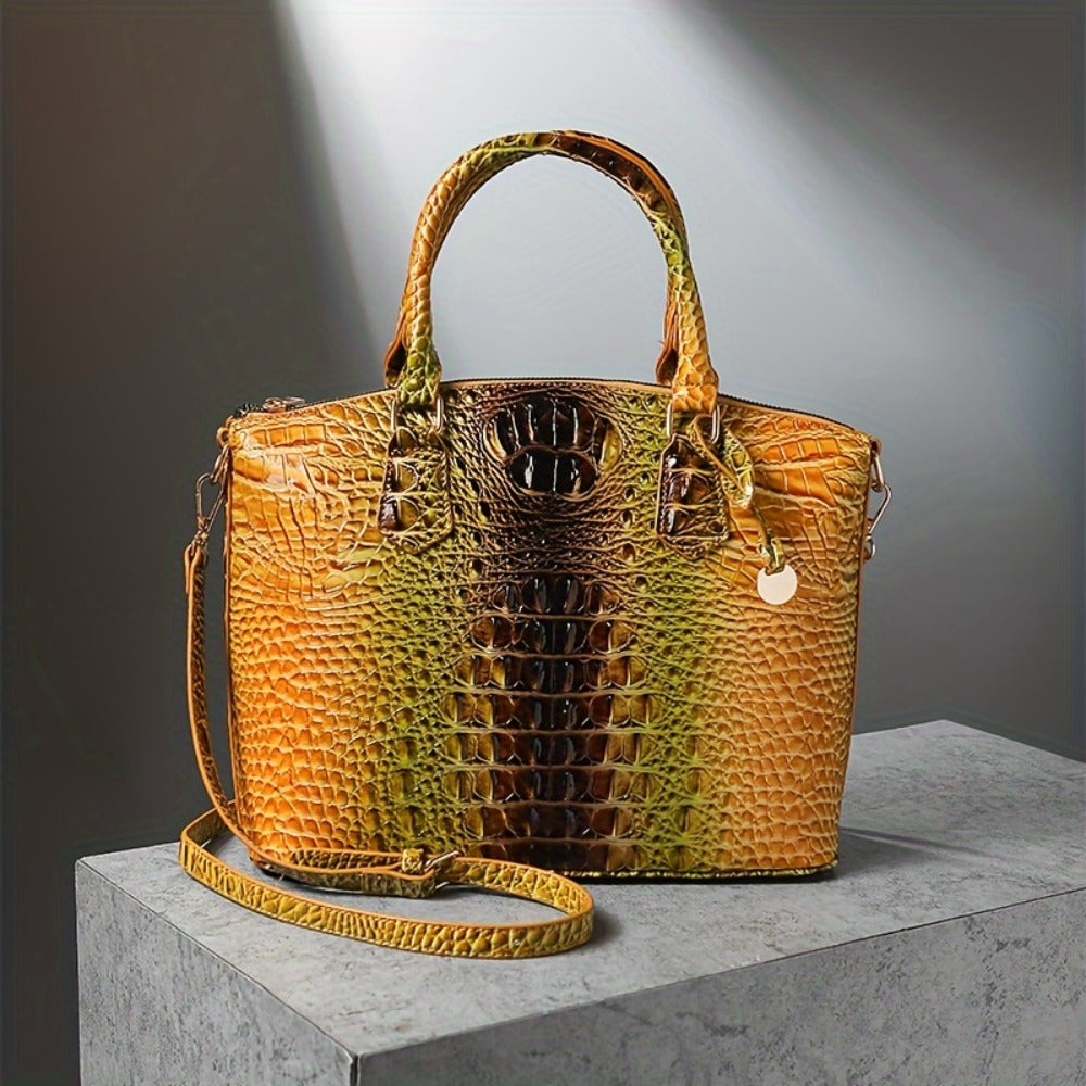 Women's fashion high-end handbag cross-body women's bag color crocodile pattern handbag women's work handbag cross-body bag