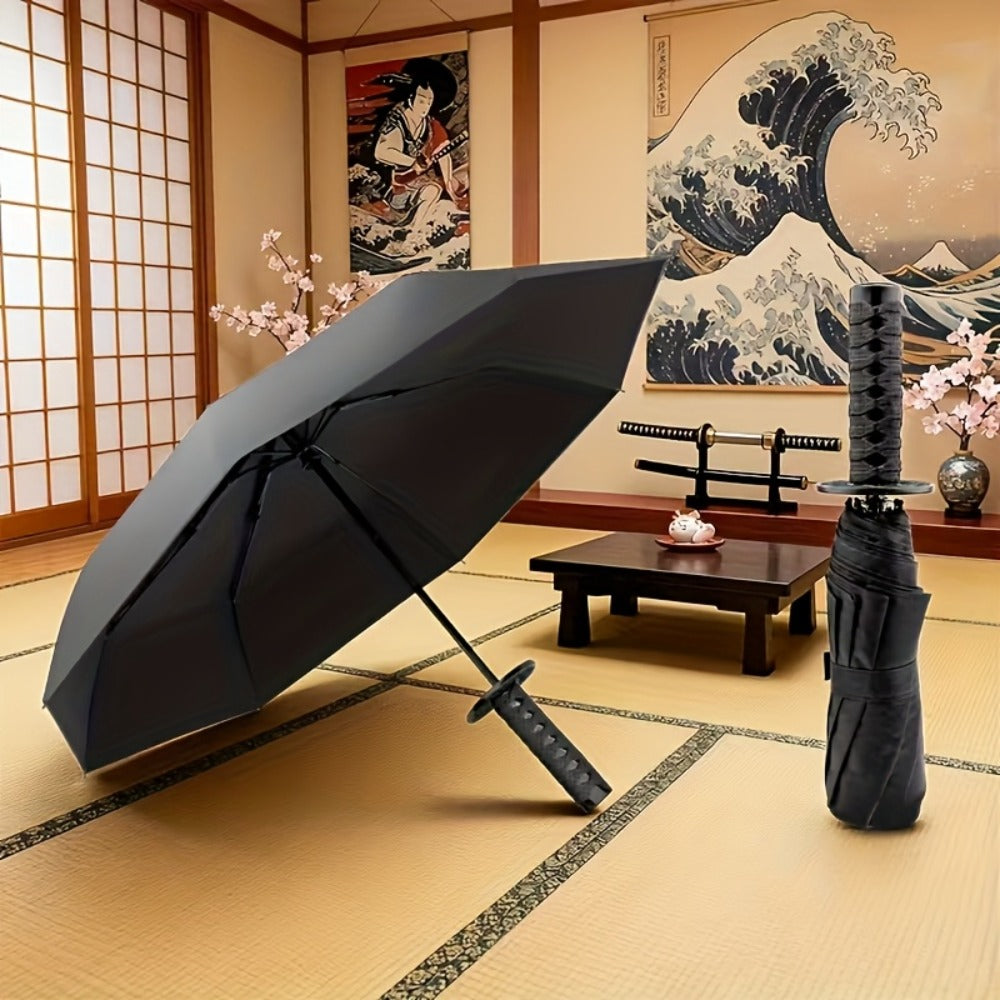 Samurai Sword Umbrella with Samurai Sword Handle, 20% Off Windproof Travel Umbrella, Lightweight And Portable Foldable Rain And Sun Umbrella for Outdoor Use