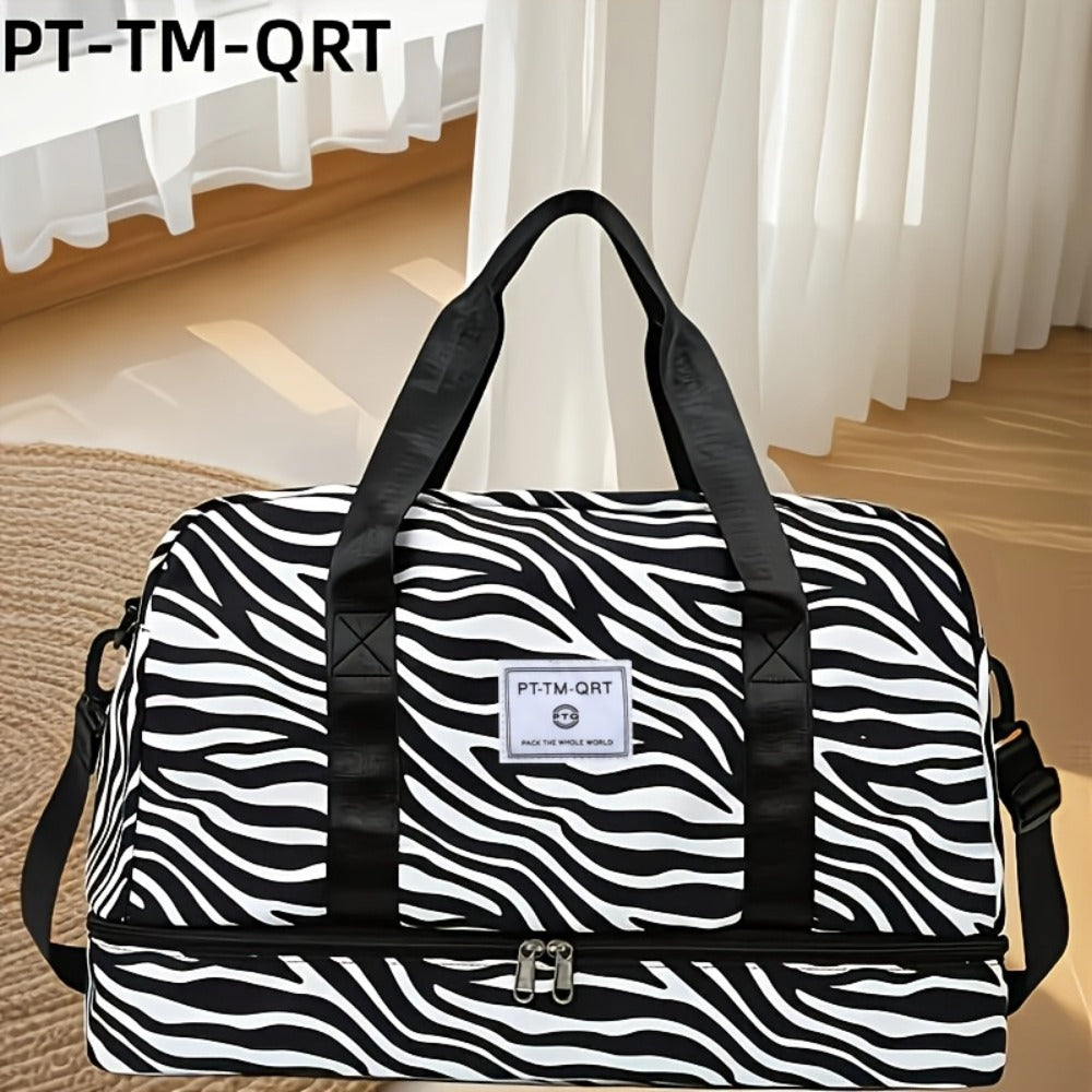 Business Short Trip Outdoor Leopard Print Sports Fitness Trendy Cow Pattern Women's Handbag Leopard Print Holiday Gift Bag Shoes Travel Yoga