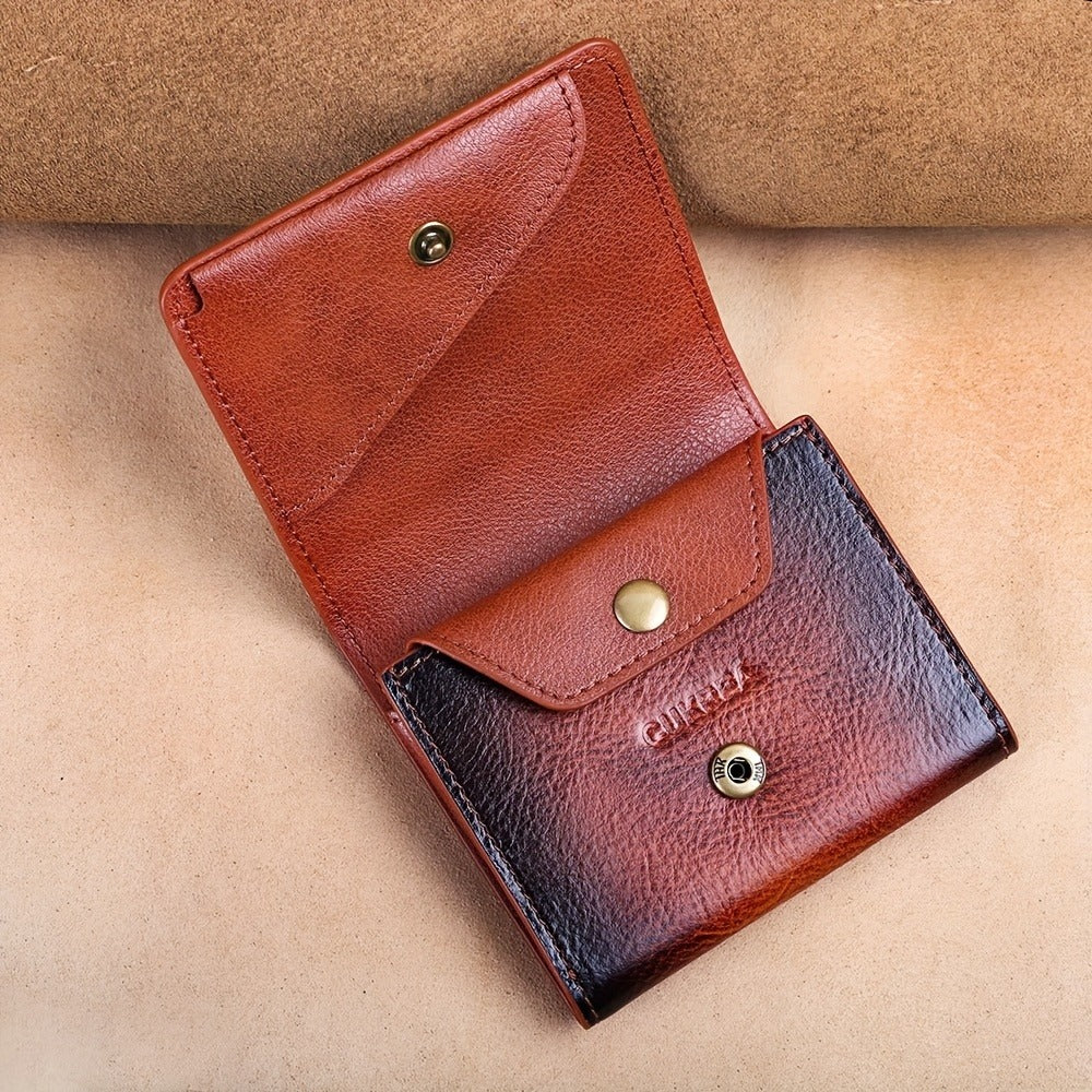New Top Layer Cowhide Retro Men'S Wallet, Anti-theft Brush Multi-functional Small Wallet, Can Hold Banknotes, Credit Cards, Coins, Multi-card Position Genuine Leather Wallet Gift