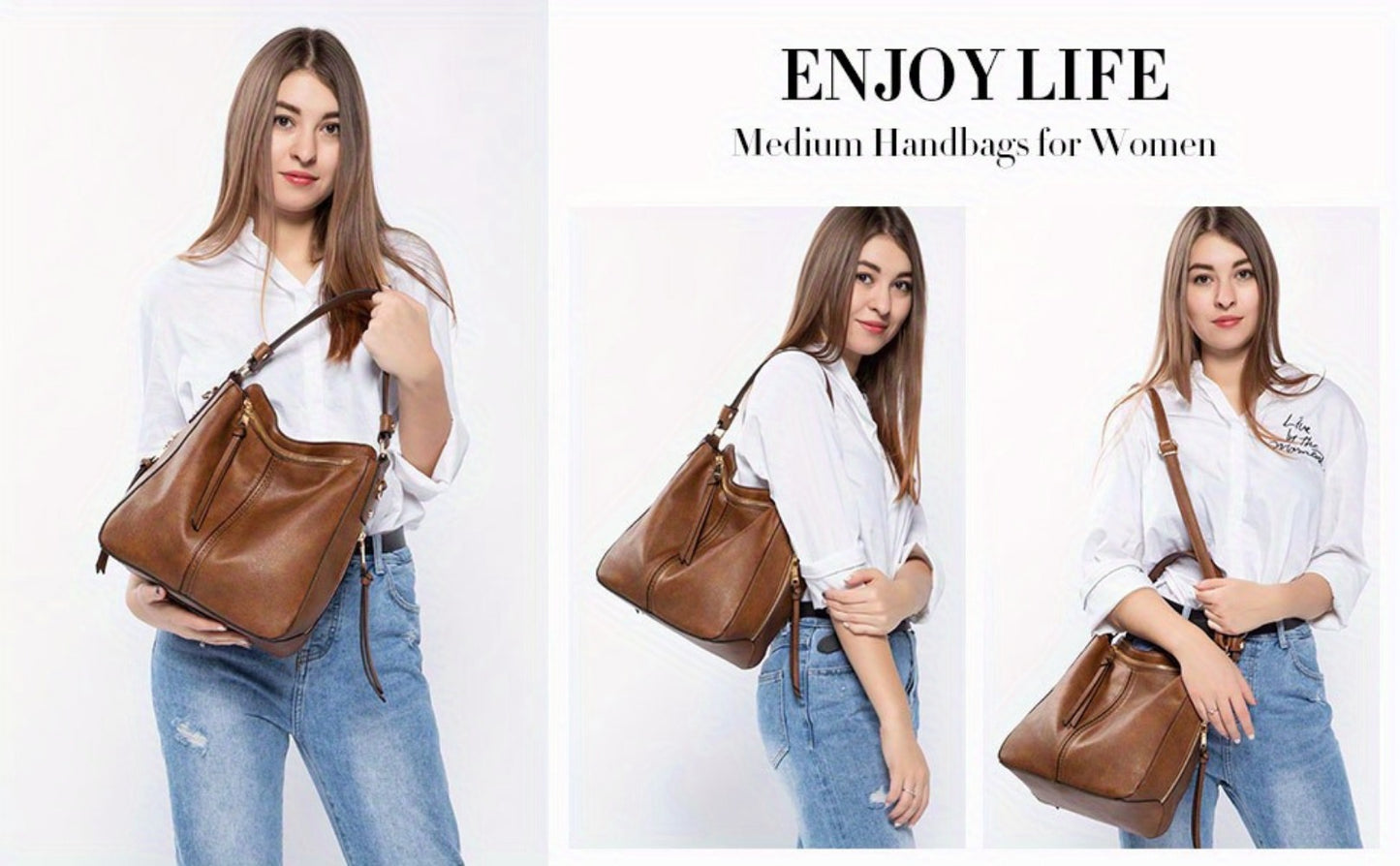 Shoulder Bag for Women – Multi-Pocket, Hobo Large Leather Tassel Golden | Bag Vero – detail view 9